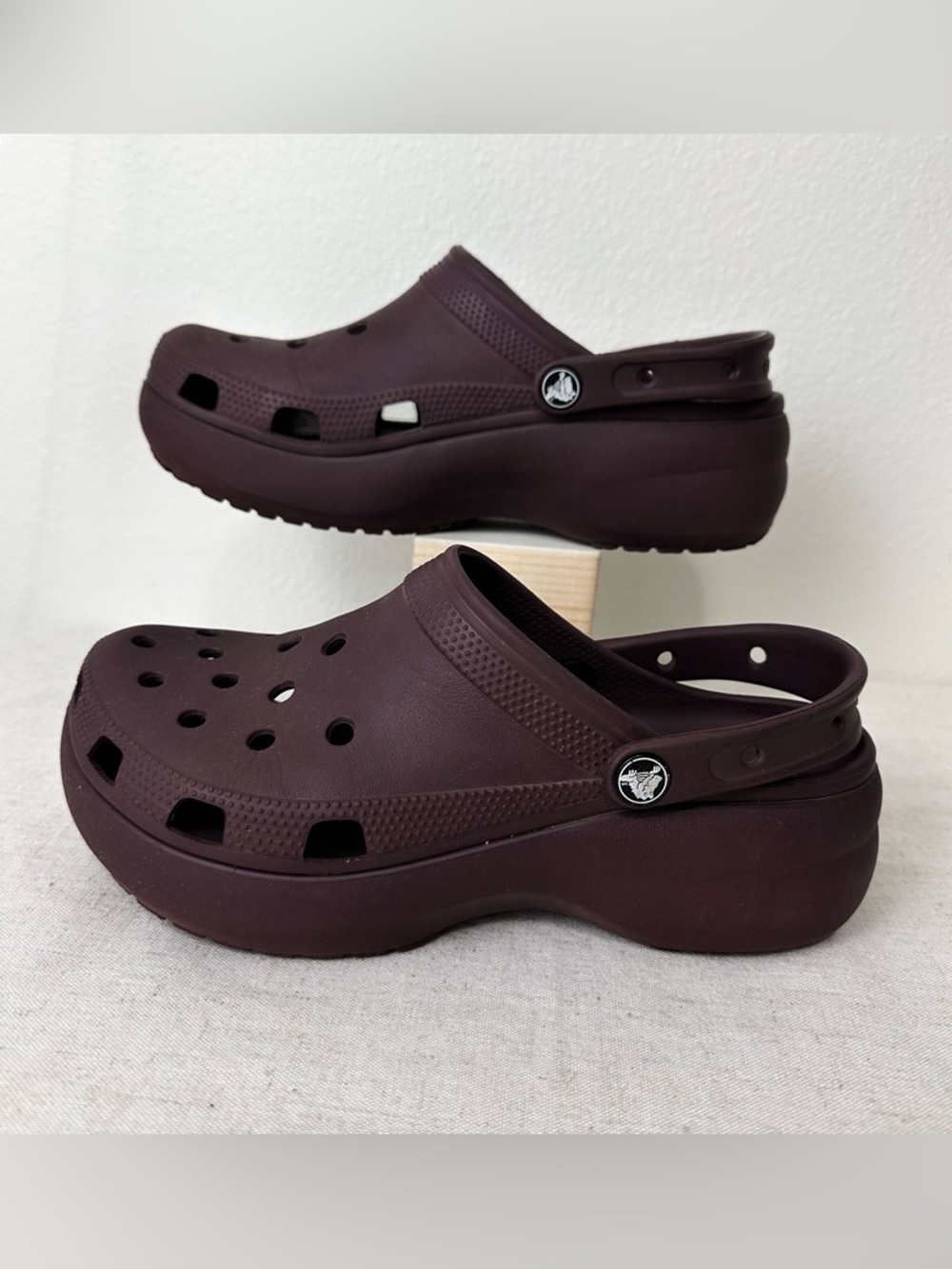CROCS Platform Clog Brown Purple Slip On Shoes